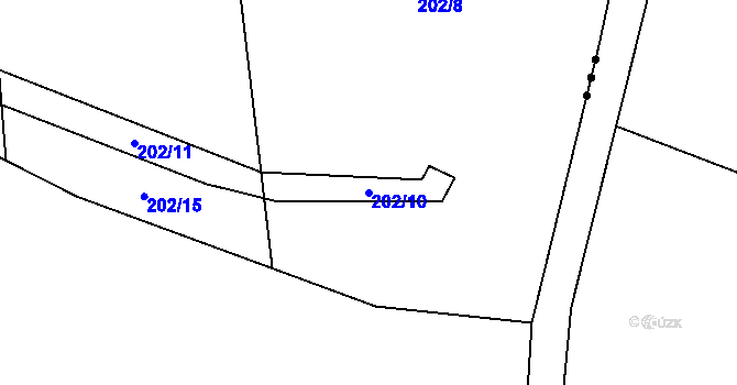 Parcela st. 202/10 v KÚ Krátošice, Katastrální mapa