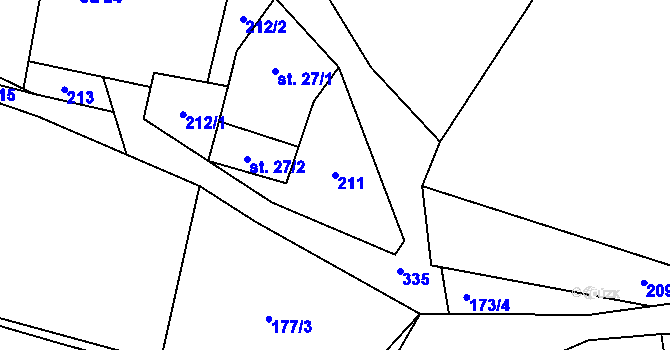 Parcela st. 211 v KÚ Krátošice, Katastrální mapa