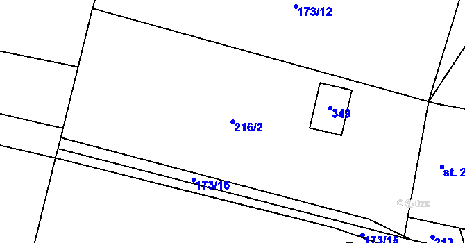Parcela st. 216/2 v KÚ Krátošice, Katastrální mapa
