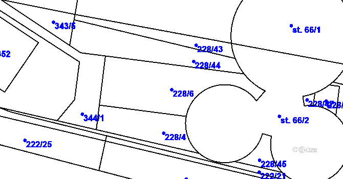 Parcela st. 228/6 v KÚ Krátošice, Katastrální mapa