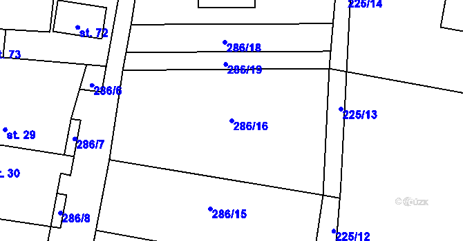 Parcela st. 286/16 v KÚ Krátošice, Katastrální mapa