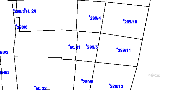 Parcela st. 289/5 v KÚ Krátošice, Katastrální mapa