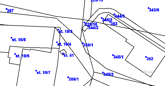 Parcela st. 338/1 v KÚ Krátošice, Katastrální mapa