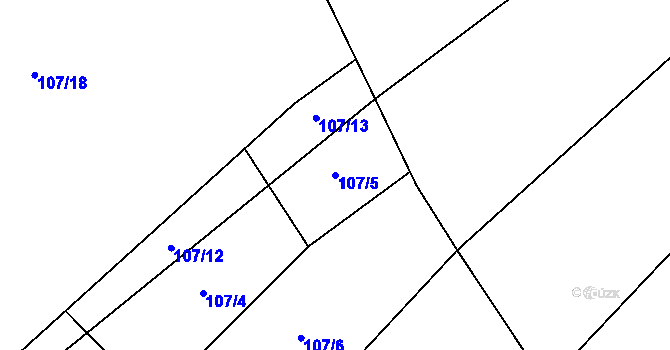 Parcela st. 107/5 v KÚ Krátošice, Katastrální mapa