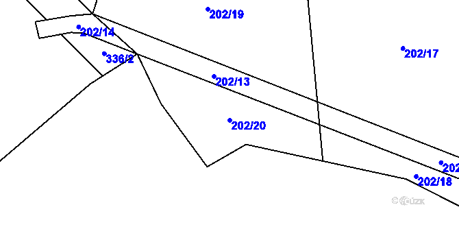 Parcela st. 202/20 v KÚ Krátošice, Katastrální mapa