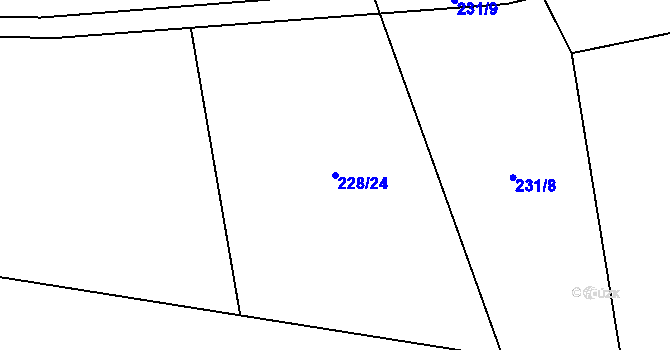 Parcela st. 228/24 v KÚ Krátošice, Katastrální mapa