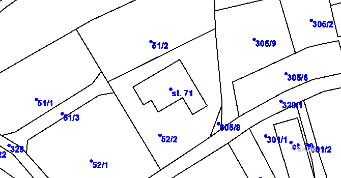 Parcela st. 71 v KÚ Krátošice, Katastrální mapa