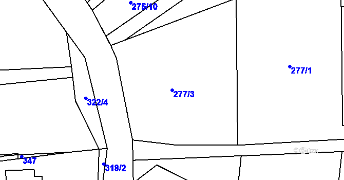 Parcela st. 277/3 v KÚ Krátošice, Katastrální mapa