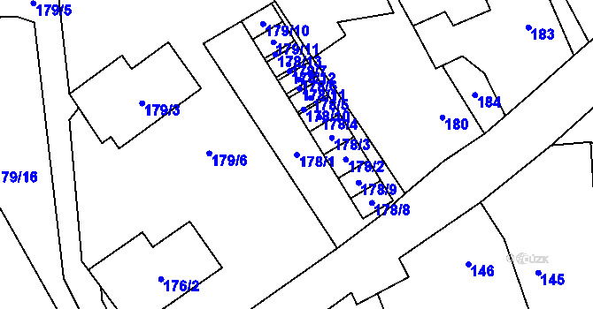Parcela st. 178/1 v KÚ Kravaře v Čechách, Katastrální mapa