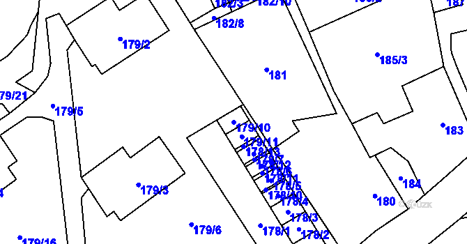 Parcela st. 179/10 v KÚ Kravaře v Čechách, Katastrální mapa