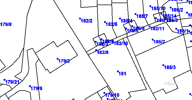 Parcela st. 182/8 v KÚ Kravaře v Čechách, Katastrální mapa