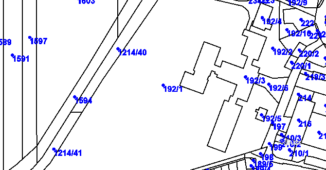 Parcela st. 192/1 v KÚ Kravaře v Čechách, Katastrální mapa