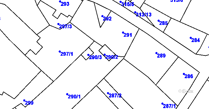 Parcela st. 290/2 v KÚ Kravaře v Čechách, Katastrální mapa