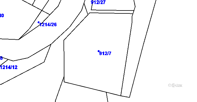 Parcela st. 912/7 v KÚ Kravaře v Čechách, Katastrální mapa