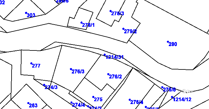 Parcela st. 1214/31 v KÚ Kravaře v Čechách, Katastrální mapa