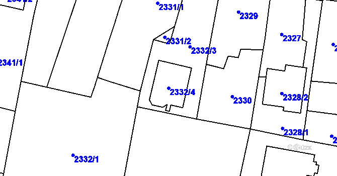 Parcela st. 2332/4 v KÚ Kravaře ve Slezsku, Katastrální mapa