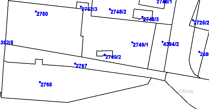 Parcela st. 2749/2 v KÚ Kravaře ve Slezsku, Katastrální mapa