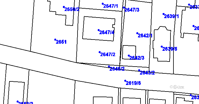 Parcela st. 2647/2 v KÚ Kravaře ve Slezsku, Katastrální mapa