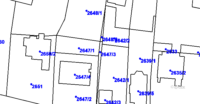 Parcela st. 2647/3 v KÚ Kravaře ve Slezsku, Katastrální mapa