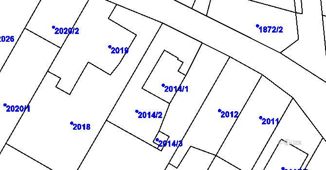 Parcela st. 2014/1 v KÚ Kravaře ve Slezsku, Katastrální mapa