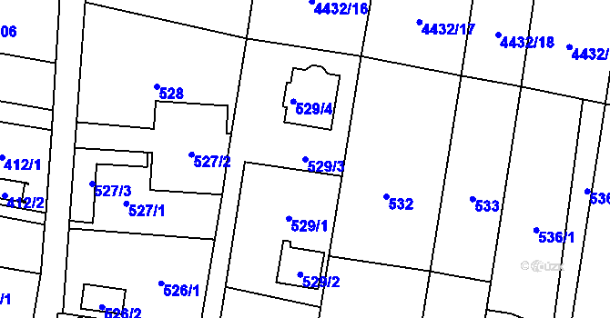 Parcela st. 529/3 v KÚ Kravaře ve Slezsku, Katastrální mapa