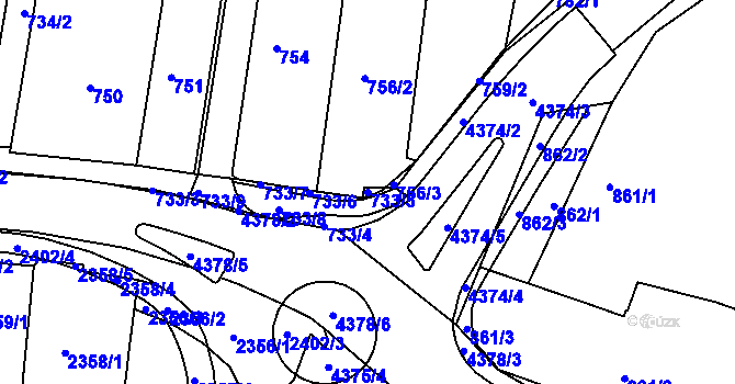 Parcela st. 733/5 v KÚ Kravaře ve Slezsku, Katastrální mapa
