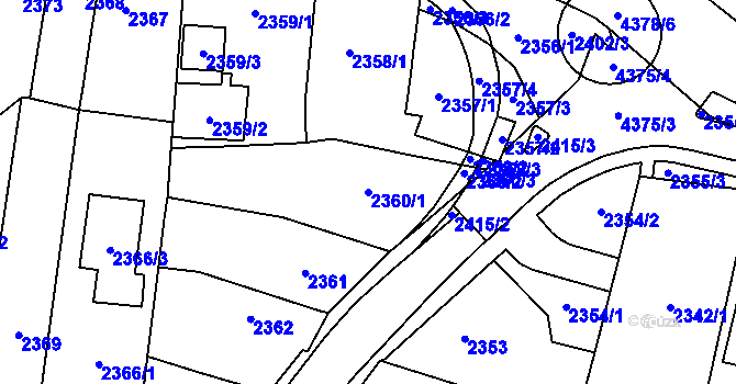 Parcela st. 2360/1 v KÚ Kravaře ve Slezsku, Katastrální mapa