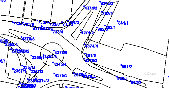 Parcela st. 4374/4 v KÚ Kravaře ve Slezsku, Katastrální mapa