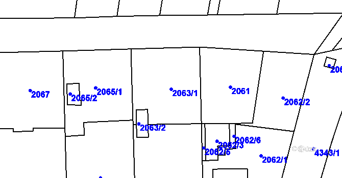 Parcela st. 2063/1 v KÚ Kravaře ve Slezsku, Katastrální mapa