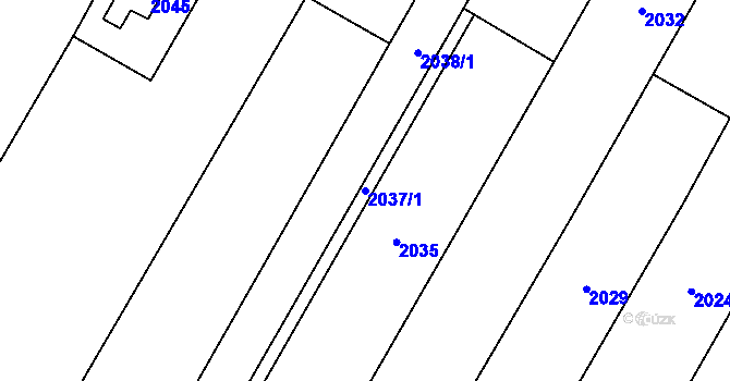 Parcela st. 2037/1 v KÚ Kravaře ve Slezsku, Katastrální mapa