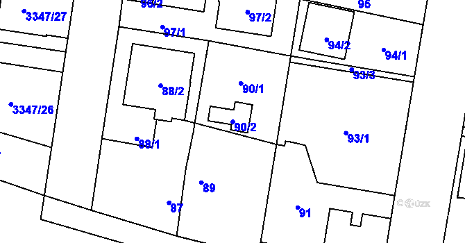 Parcela st. 90/2 v KÚ Kravaře ve Slezsku, Katastrální mapa