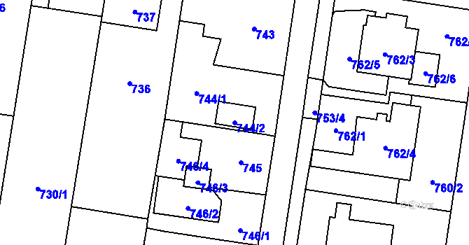 Parcela st. 744/2 v KÚ Kravaře ve Slezsku, Katastrální mapa