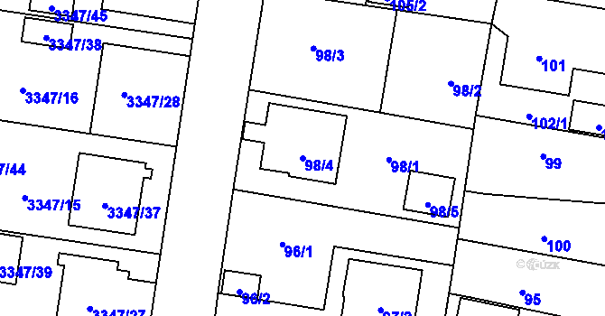 Parcela st. 98/4 v KÚ Kravaře ve Slezsku, Katastrální mapa