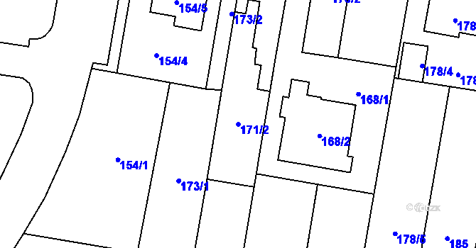 Parcela st. 171/2 v KÚ Kravaře ve Slezsku, Katastrální mapa