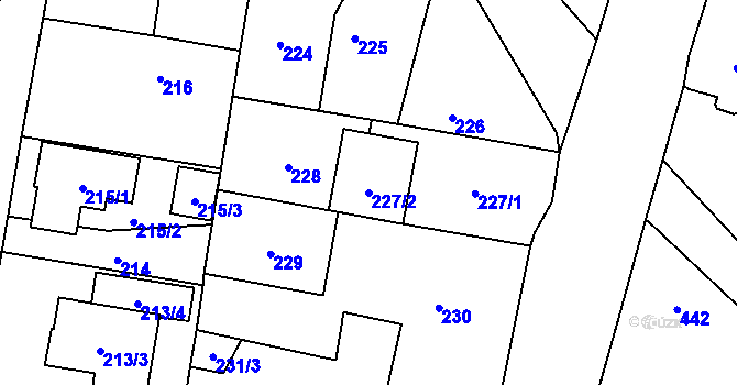 Parcela st. 227/2 v KÚ Kravaře ve Slezsku, Katastrální mapa
