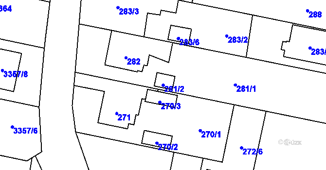 Parcela st. 281/2 v KÚ Kravaře ve Slezsku, Katastrální mapa