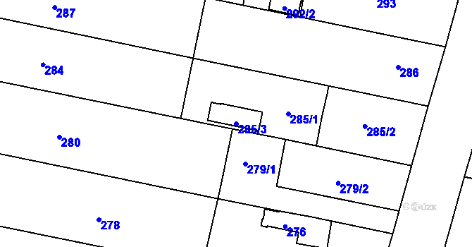 Parcela st. 285/3 v KÚ Kravaře ve Slezsku, Katastrální mapa