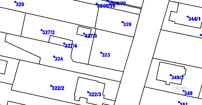 Parcela st. 323 v KÚ Kravaře ve Slezsku, Katastrální mapa
