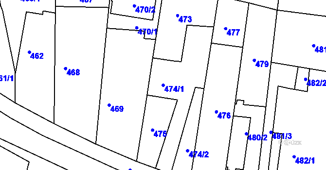 Parcela st. 474/1 v KÚ Kravaře ve Slezsku, Katastrální mapa