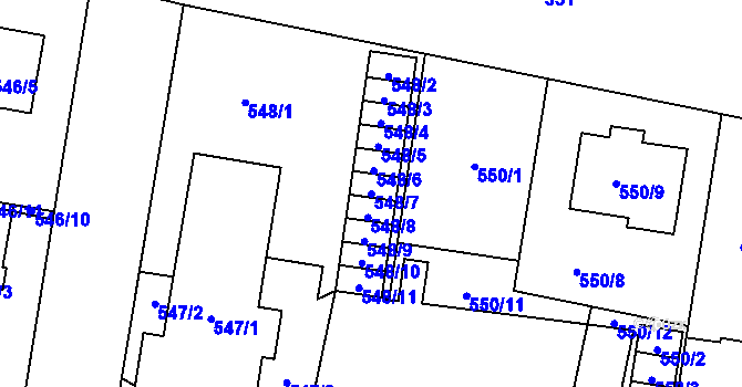 Parcela st. 548/7 v KÚ Kravaře ve Slezsku, Katastrální mapa