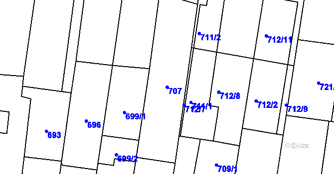 Parcela st. 707 v KÚ Kravaře ve Slezsku, Katastrální mapa