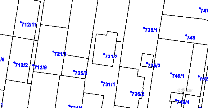 Parcela st. 731/2 v KÚ Kravaře ve Slezsku, Katastrální mapa