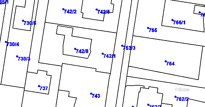 Parcela st. 742/1 v KÚ Kravaře ve Slezsku, Katastrální mapa