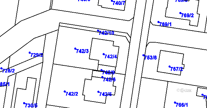 Parcela st. 742/4 v KÚ Kravaře ve Slezsku, Katastrální mapa