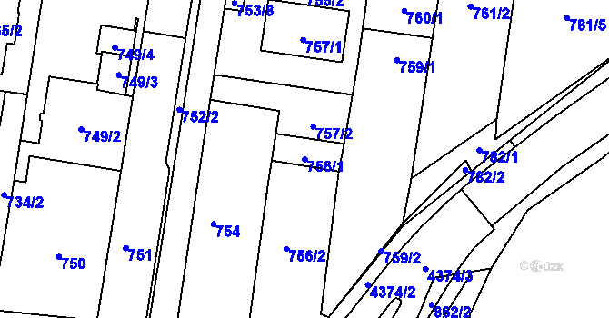 Parcela st. 756/1 v KÚ Kravaře ve Slezsku, Katastrální mapa