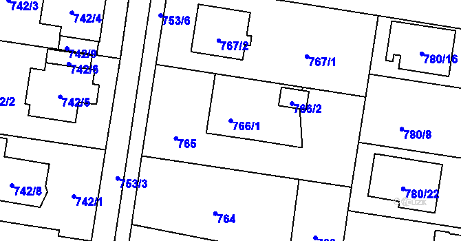 Parcela st. 766/1 v KÚ Kravaře ve Slezsku, Katastrální mapa