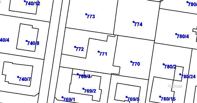 Parcela st. 771 v KÚ Kravaře ve Slezsku, Katastrální mapa