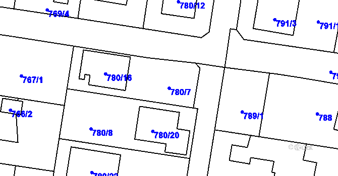 Parcela st. 780/7 v KÚ Kravaře ve Slezsku, Katastrální mapa
