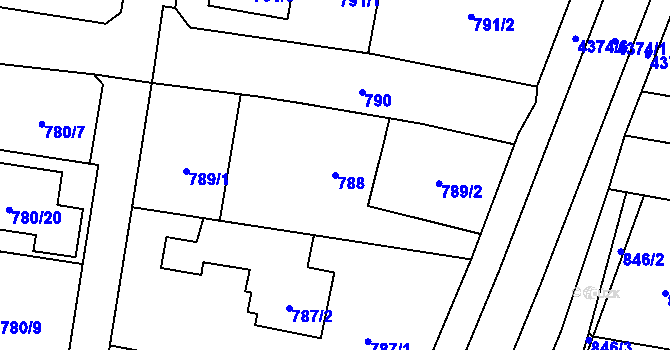 Parcela st. 788 v KÚ Kravaře ve Slezsku, Katastrální mapa