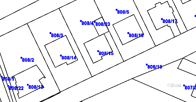 Parcela st. 808/15 v KÚ Kravaře ve Slezsku, Katastrální mapa